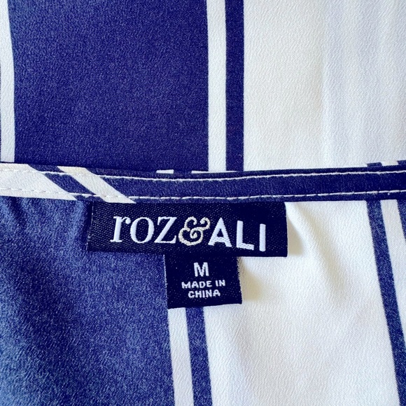 Roz Ali striped short sleeve blouse,M🦋 - Picture 5 of 6